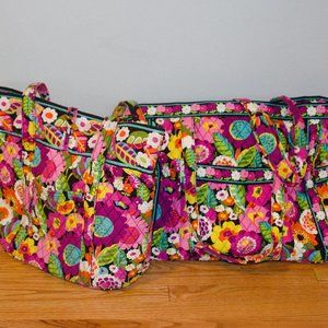 Vera Bradley Va Va Bloom Pink Floral Set Tote Bag Purse Travel